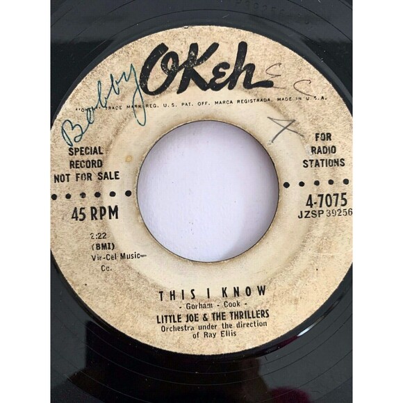 Little Joe & The Thrillers: Lets do the Slop/This I Know 45rpm Radio Label Promo